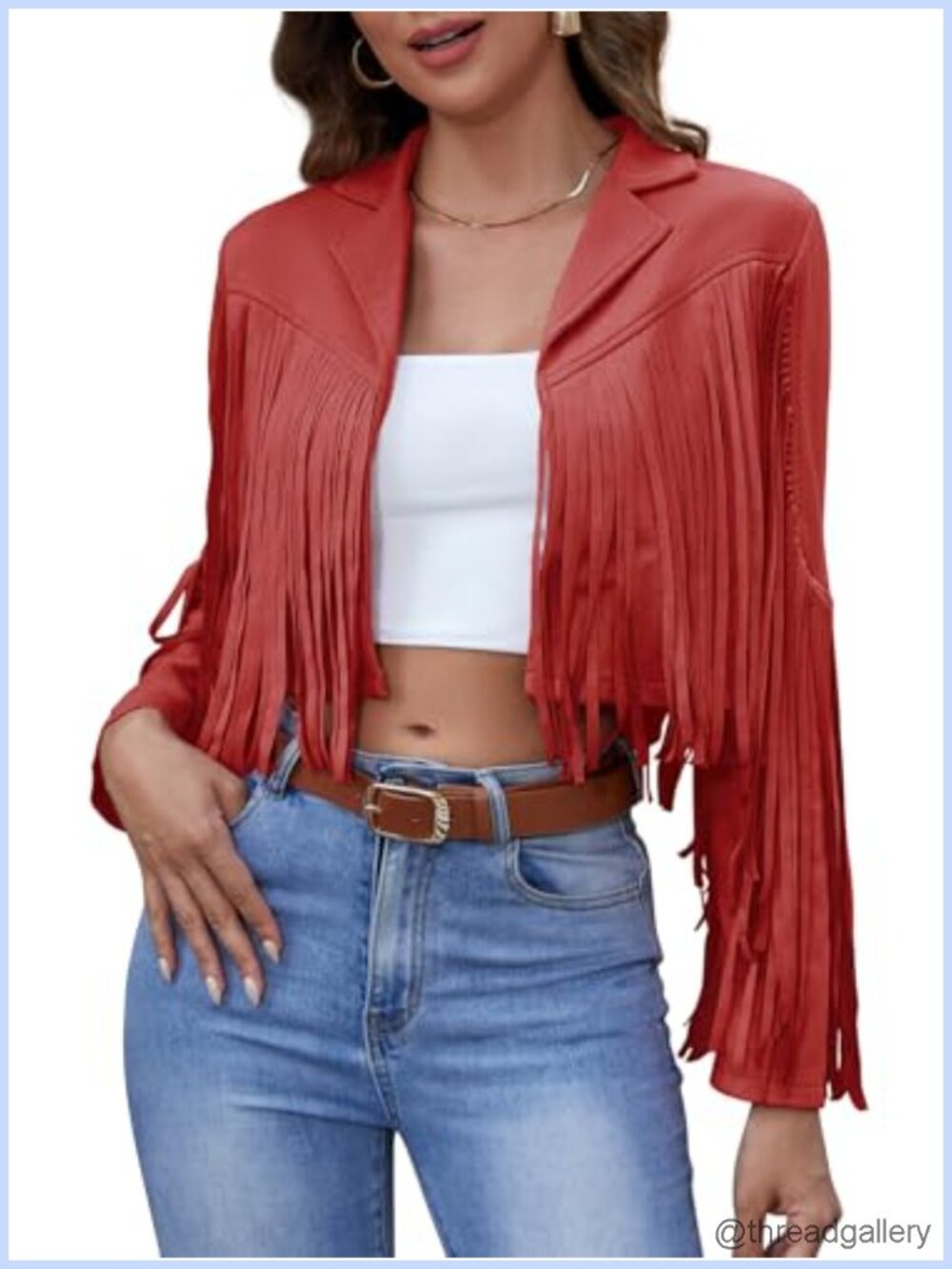 Faux Leather Fringe Motorcycle Jacket Cropped Tassel Suede Coat